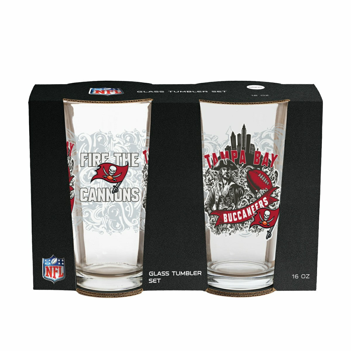 Tampa Bay Buccaneers 16oz Glass pint, Set of 2 - NFL Home
