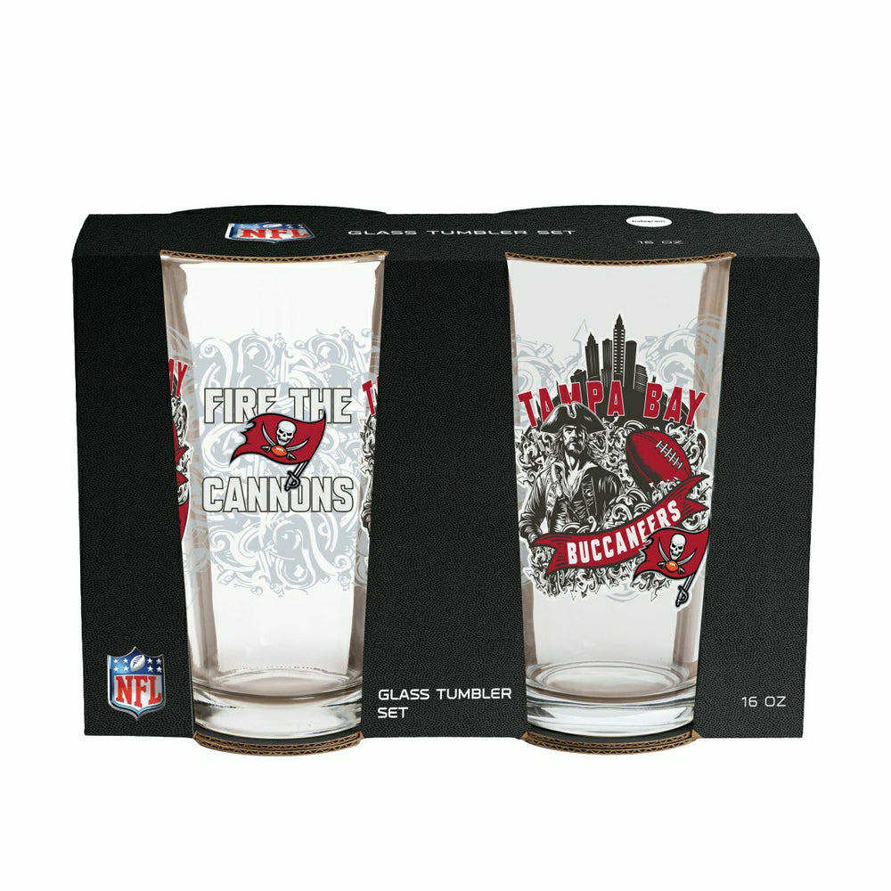 Tampa Bay Buccaneers 16oz Glass pint, Set of 2 - NFL Home