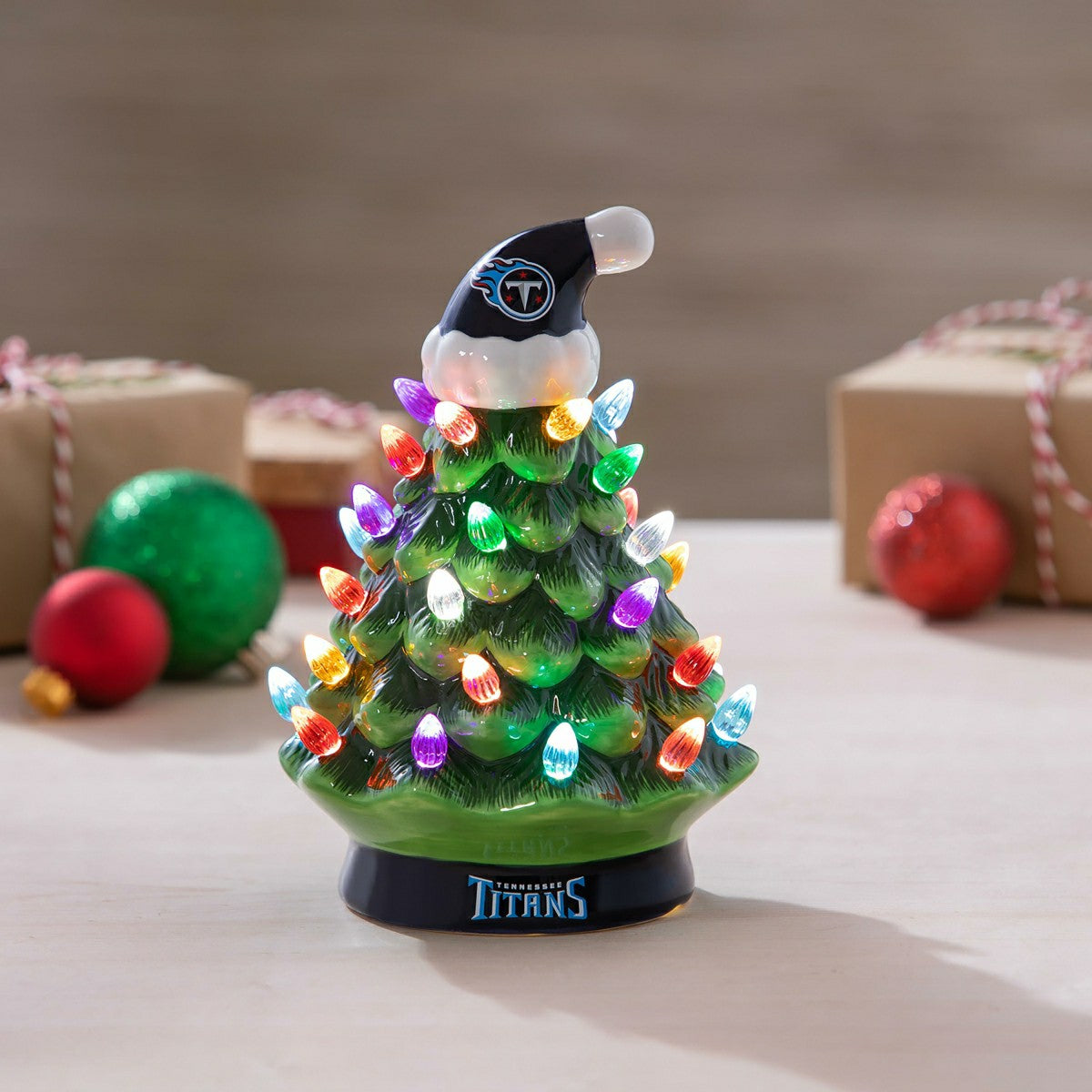 8" LED Ceramic Christmas Tree, Tennessee Titans - NFL Home