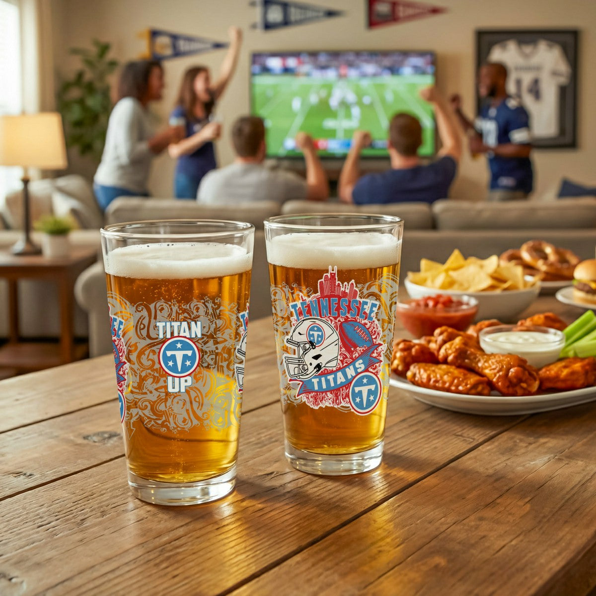 Tennessee Titans 16oz Glass pint, Set of 2 - NFL Home