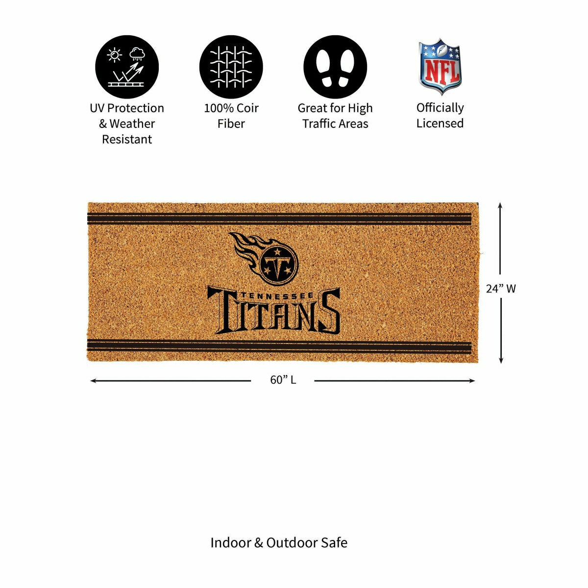 Tennessee Titans Extra Large One Color Coir Mat, 60"x24" - NFL