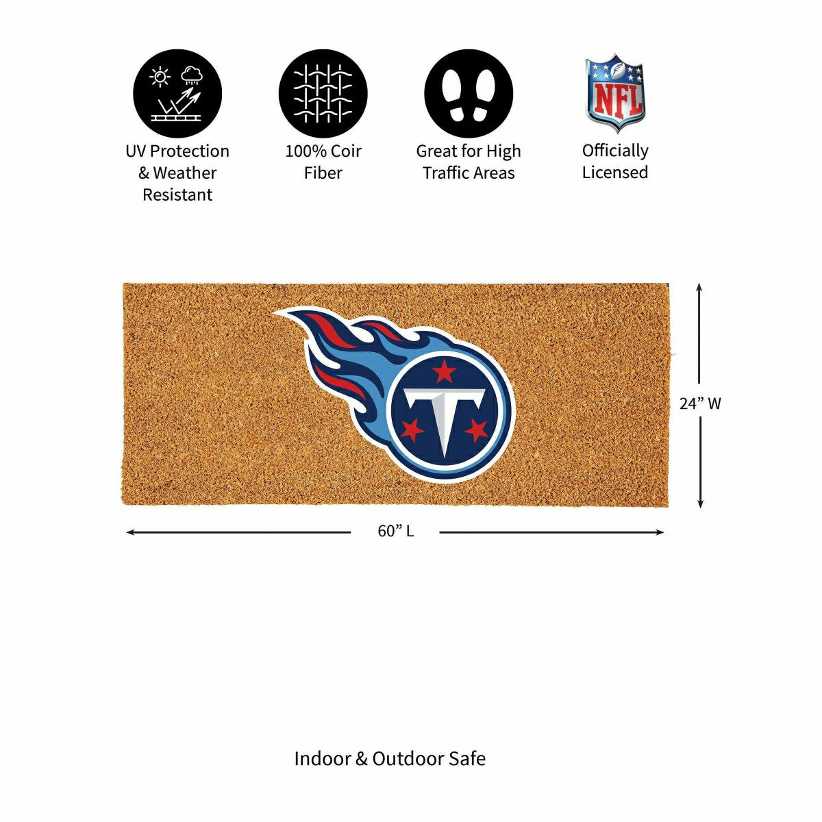 Tennessee Titans Extra Large Full Color Coir Mat, 60"x24" - NFL