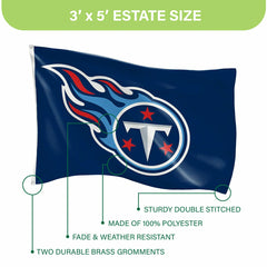 Tennessee Titans Single Sided Flag w/ 2 Grommets, 3'x5' - NFL Home
