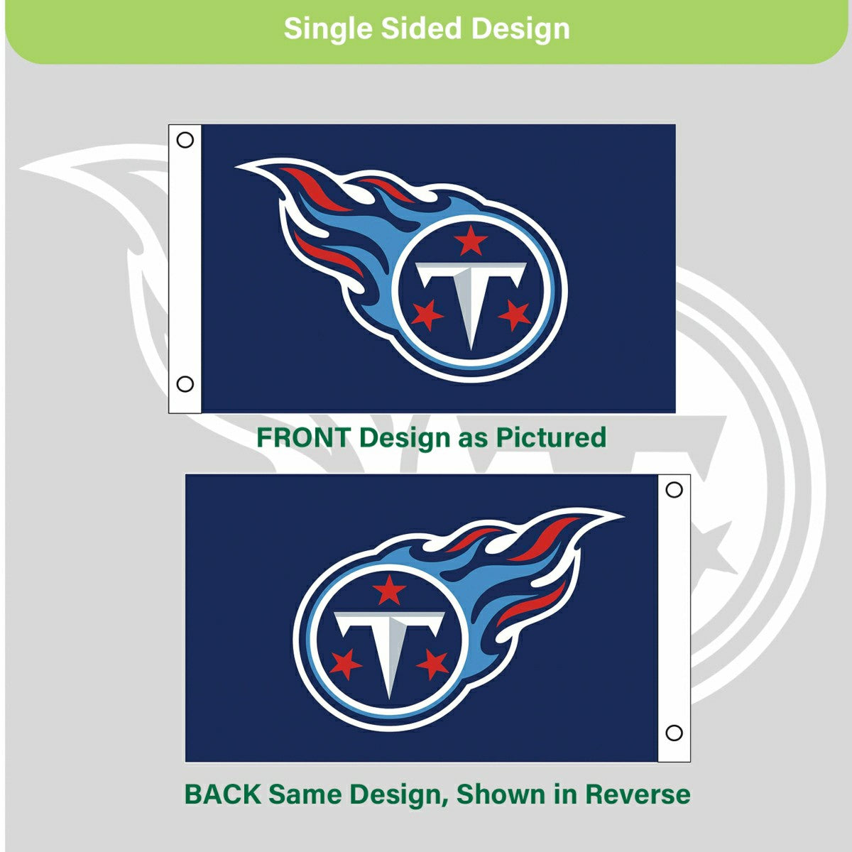 Tennessee Titans Single Sided Flag w/ 2 Grommets, 3'x5' - NFL Home