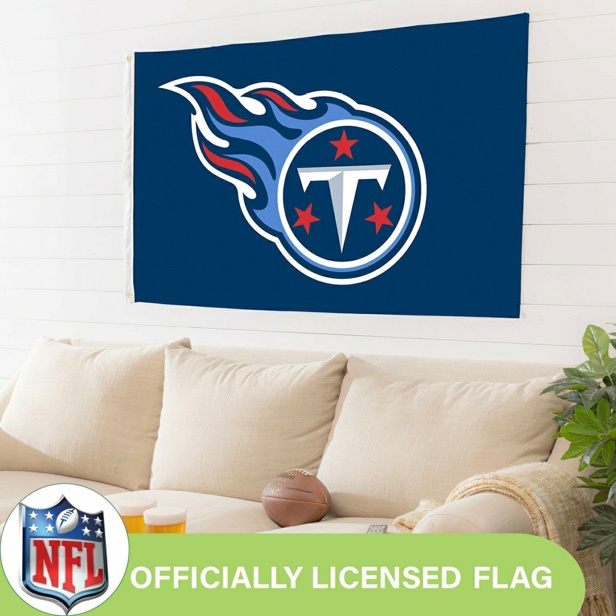 Tennessee Titans Single Sided Flag w/ 2 Grommets, 3'x5' - NFL Home