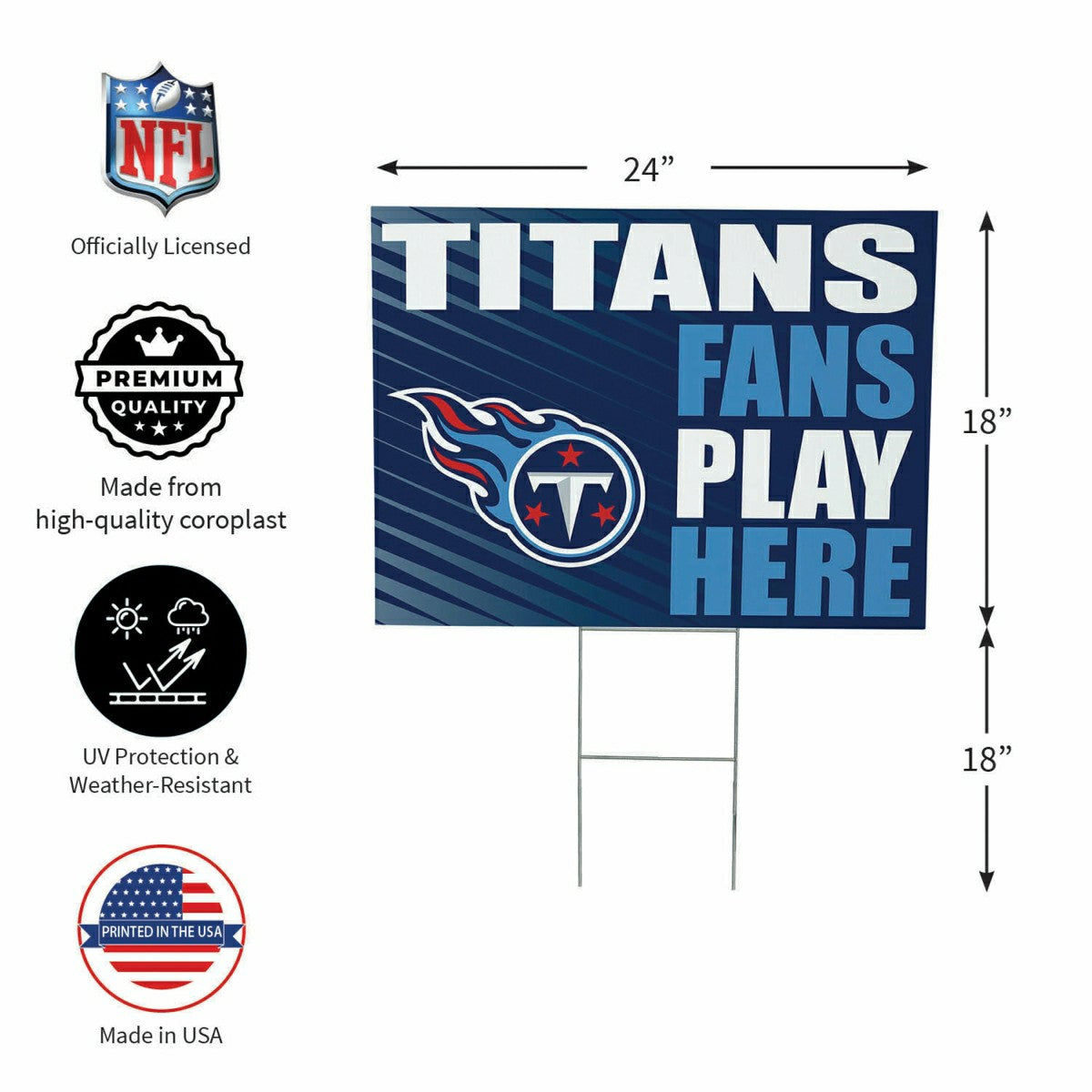 Tennessee Titans Coroplast Yard Sign "Fans Play Here" - NFL Home