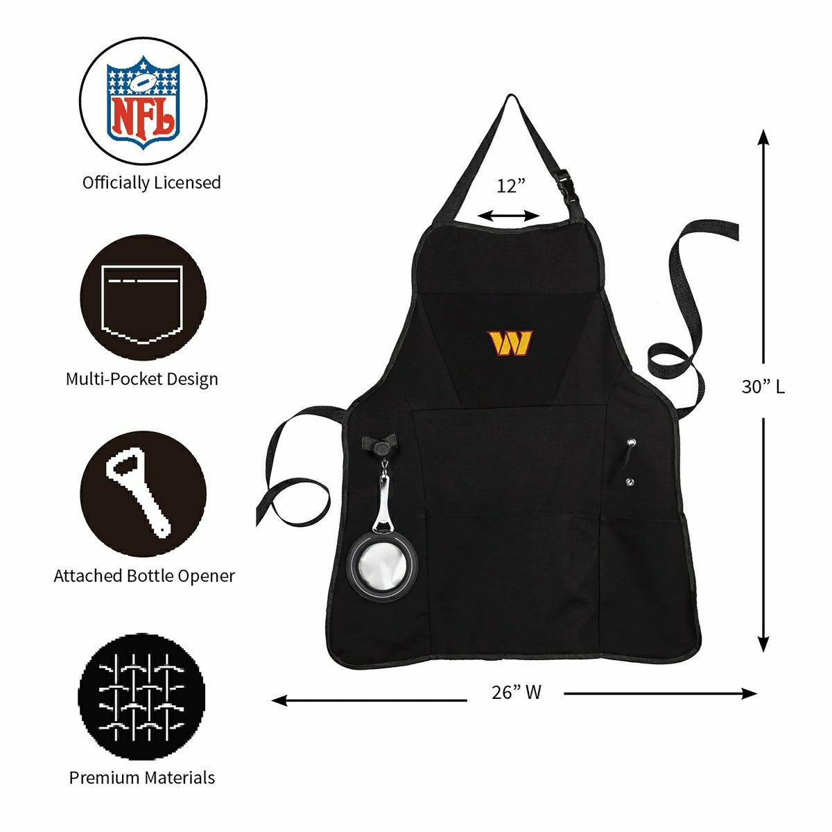 Grill Apron, Black, Washington Commanders - NFL Home