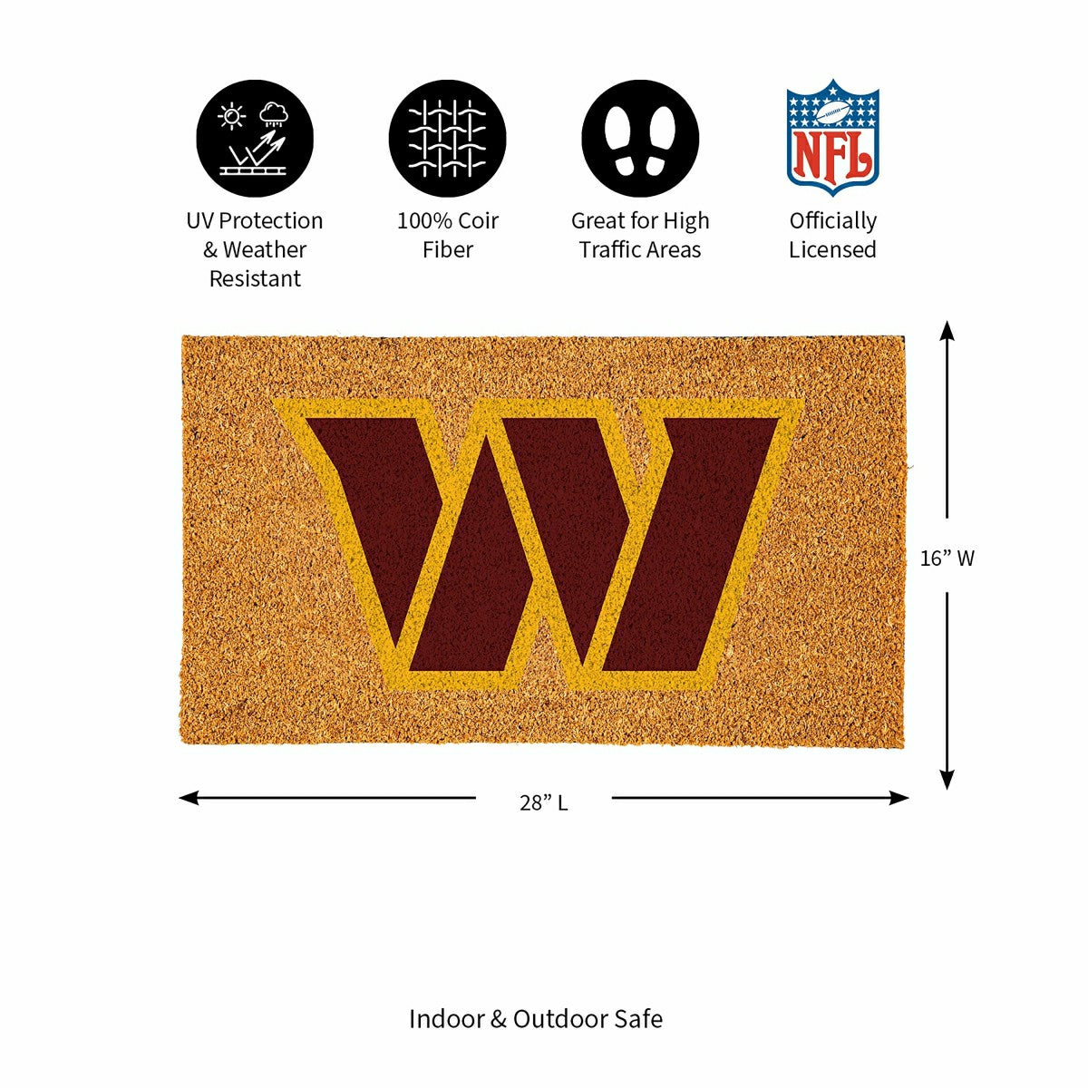 Coir Mat, 16"x28", Washington Commanders - NFL
