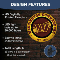 Washington Commanders, Metal Lite, Round - NFL