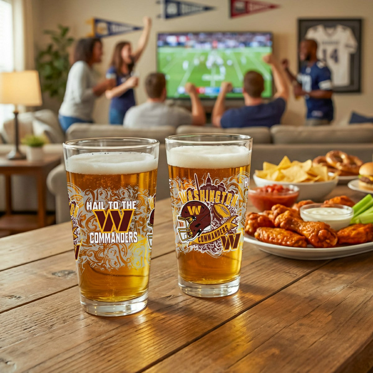Washington Commanders 16oz Glass pint, Set of 2 - NFL Home
