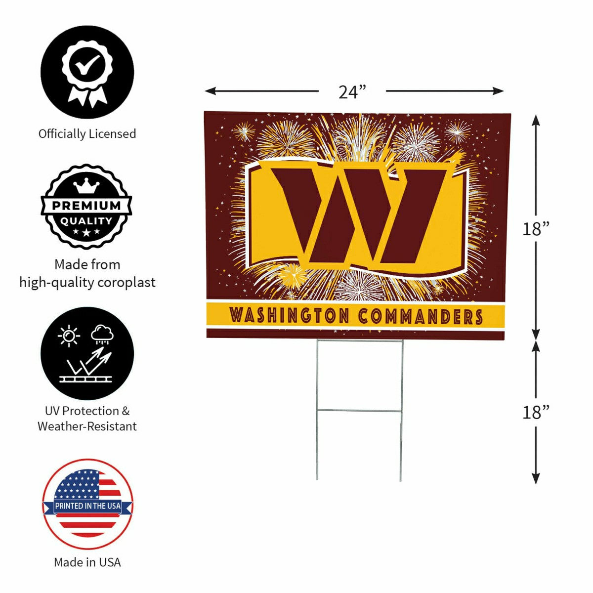 Washington Commanders Yard Sign, Patriotic - NFL Home