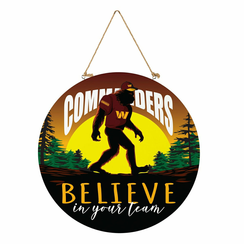 Washington Commanders Bigfoot Round Door Décor with Hanging Rope, 18x1 - NFL Home