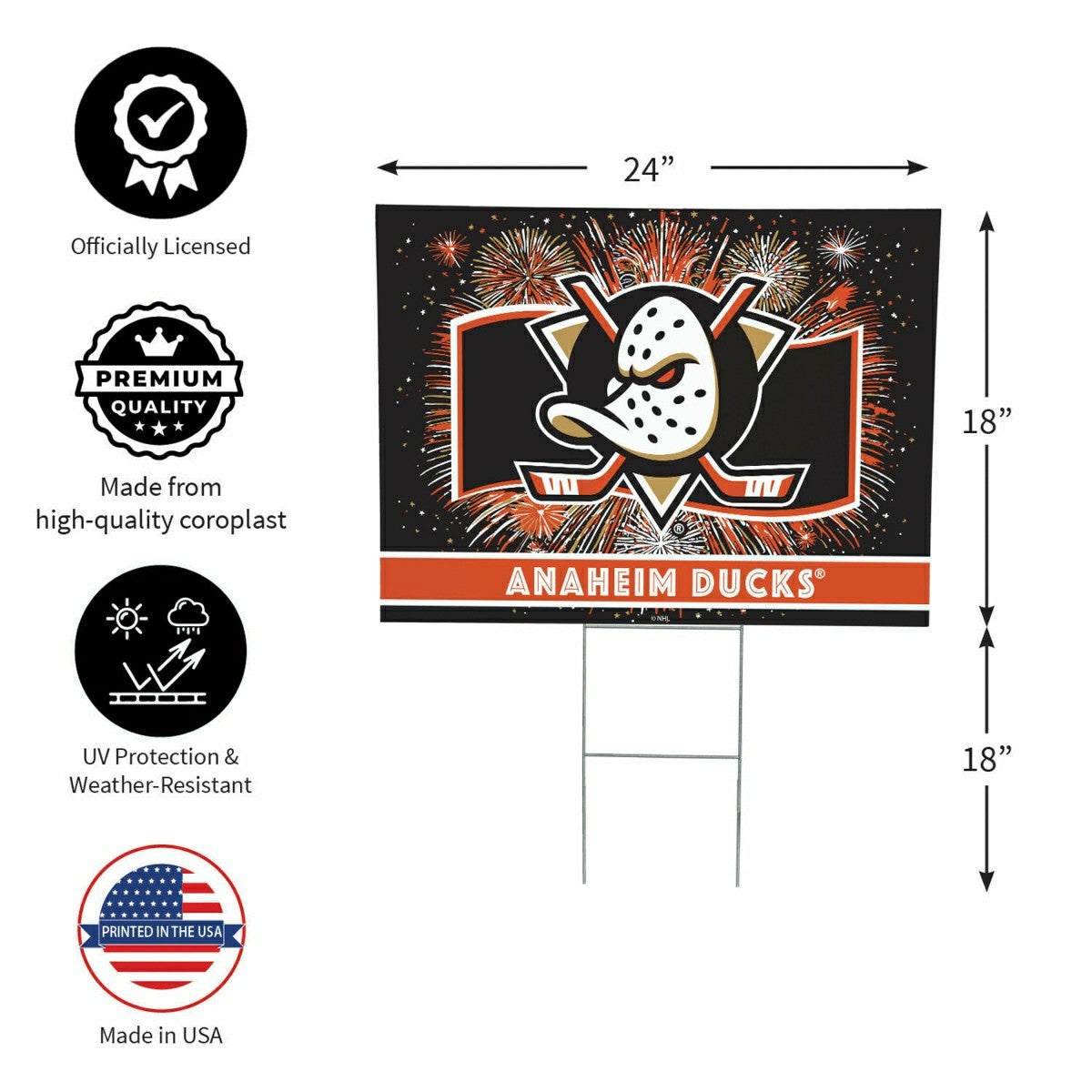 Anaheim Ducks Yard Sign, Patriotic - NHL Home