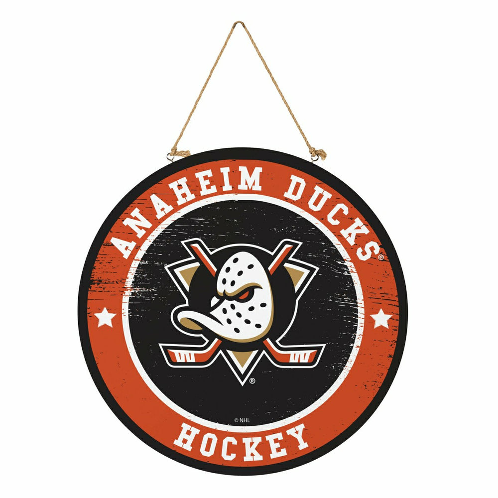 Anaheim Ducks Round Door Décor with Hanging Rope, 18x18 - NHL Home