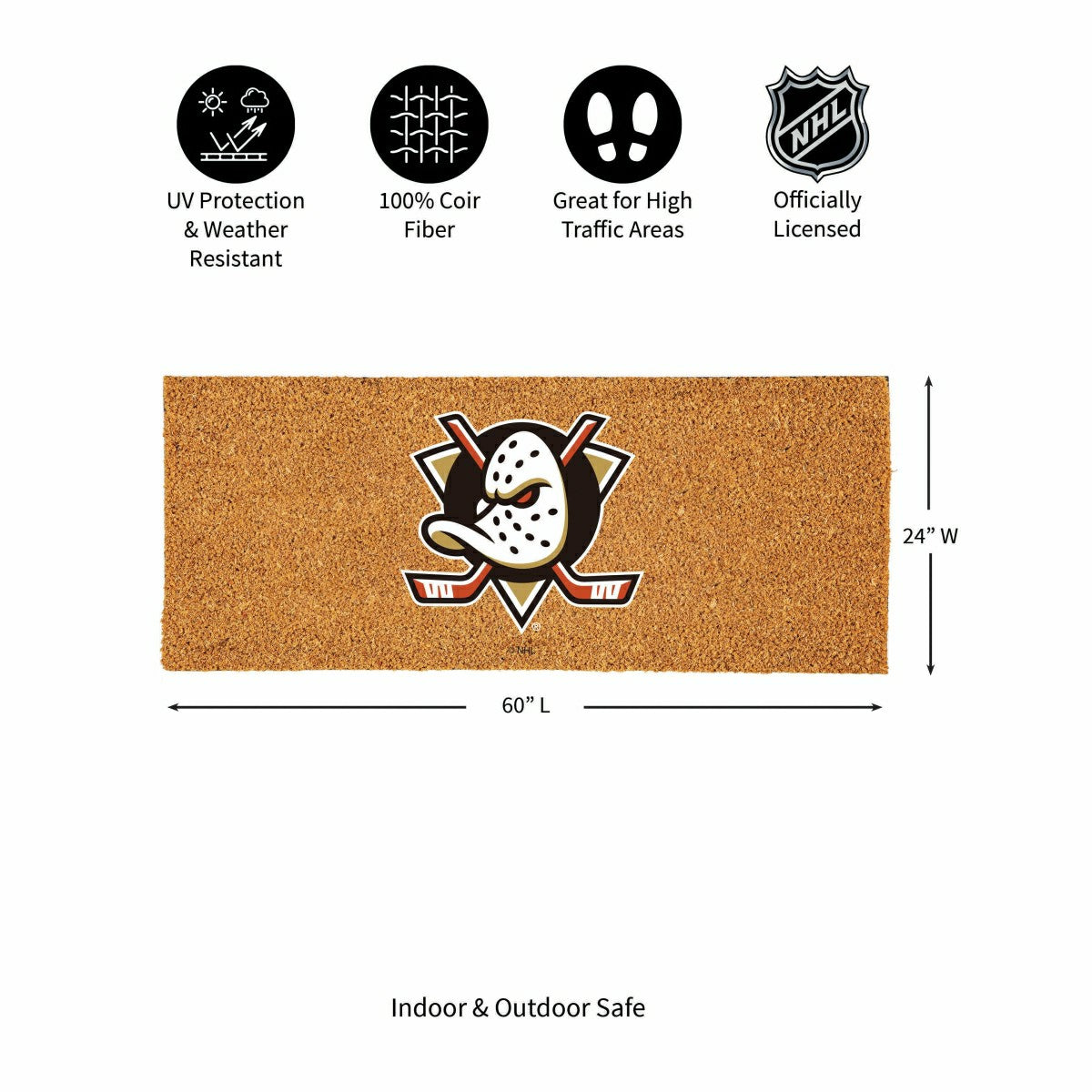 Anaheim Ducks Extra Large Full Color Coir Mat, 60"x24" - NHL