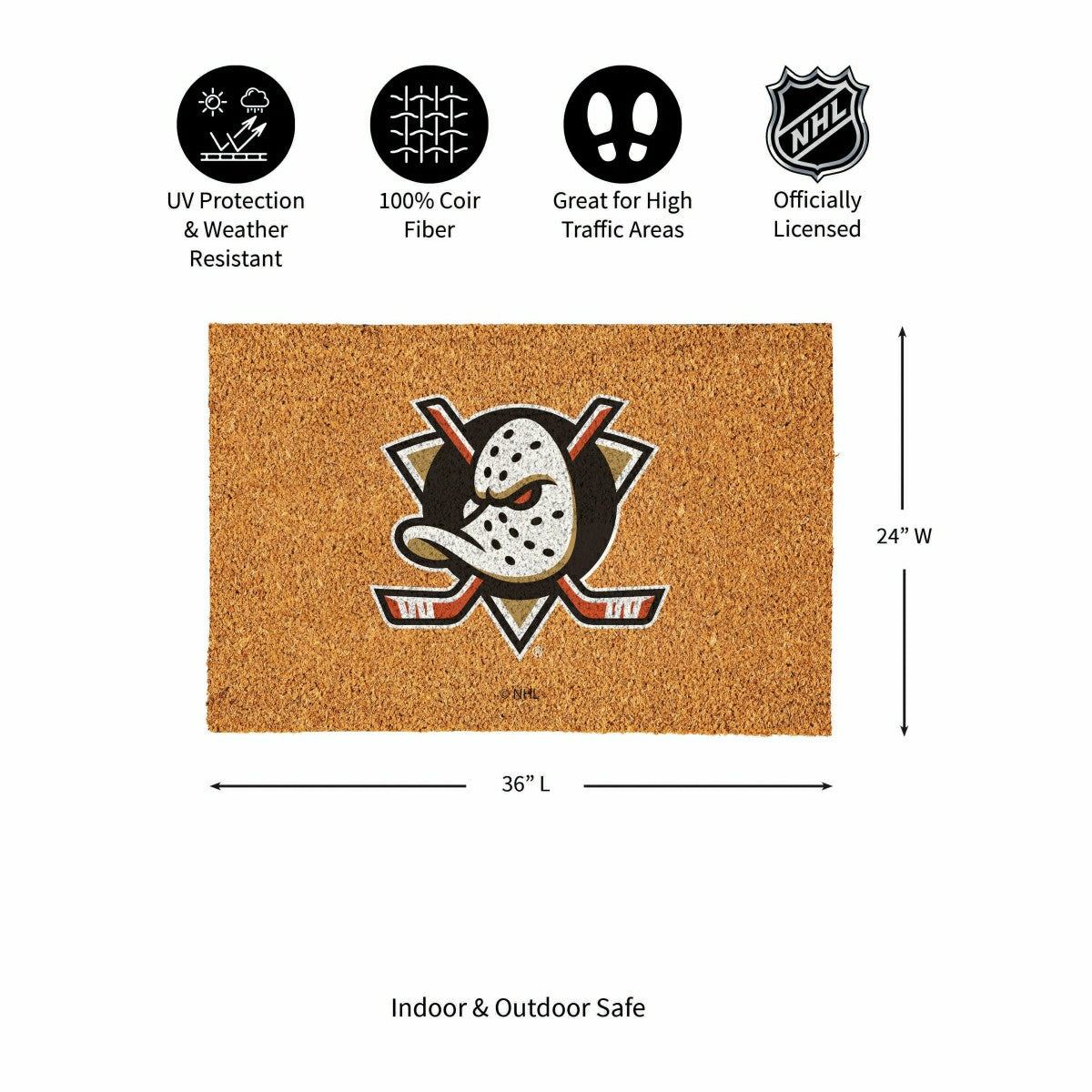 Anaheim Ducks Large Full Color Coir Mat, 36"x24" - NHL