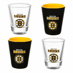 Boston Bruins 4-Piece Ceramic and Glass 2oz. Shot Glass Set - NHL Home