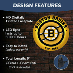 Boston Bruins, Metal Lite, Round - NHL