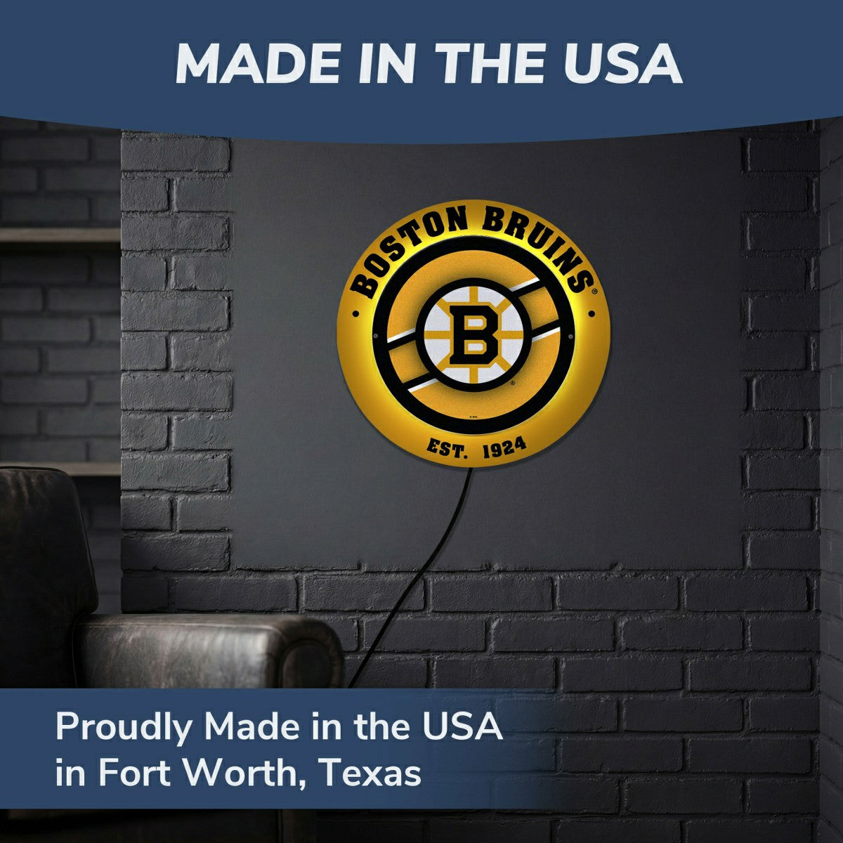 Boston Bruins, Metal Lite, Round - NHL