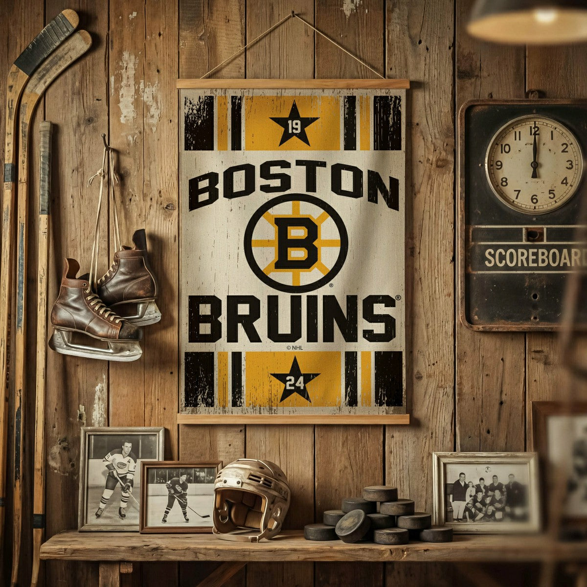 Boston Bruins, Canvas Wall Tapestry, Medium, 36x24 - NHL Home