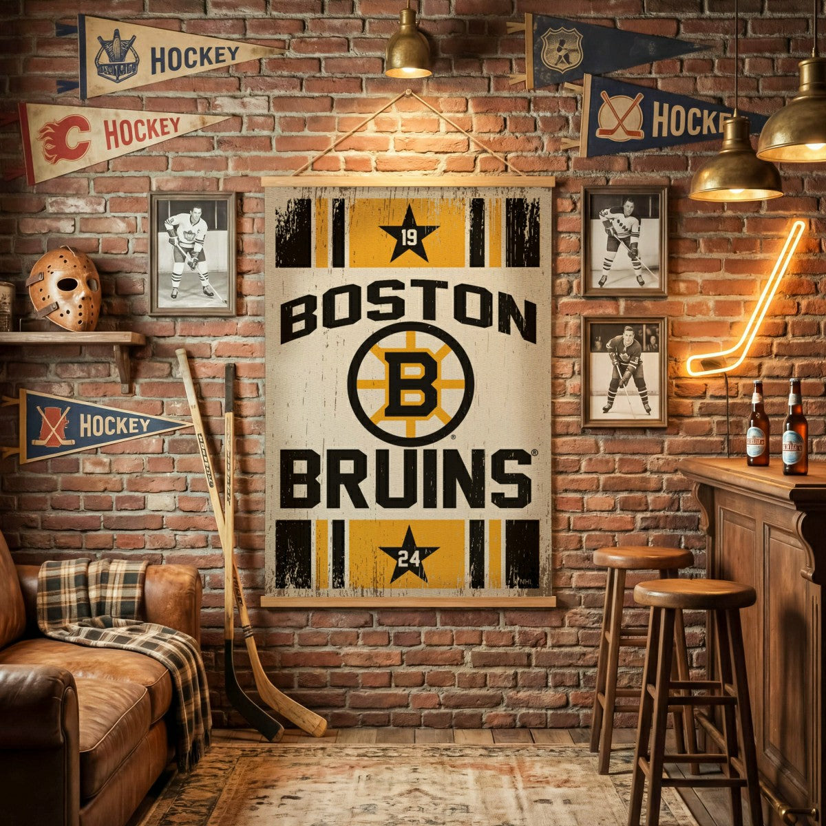 Boston Bruins, Canvas Wall Tapestry, Large, 54x36 - NHL Home