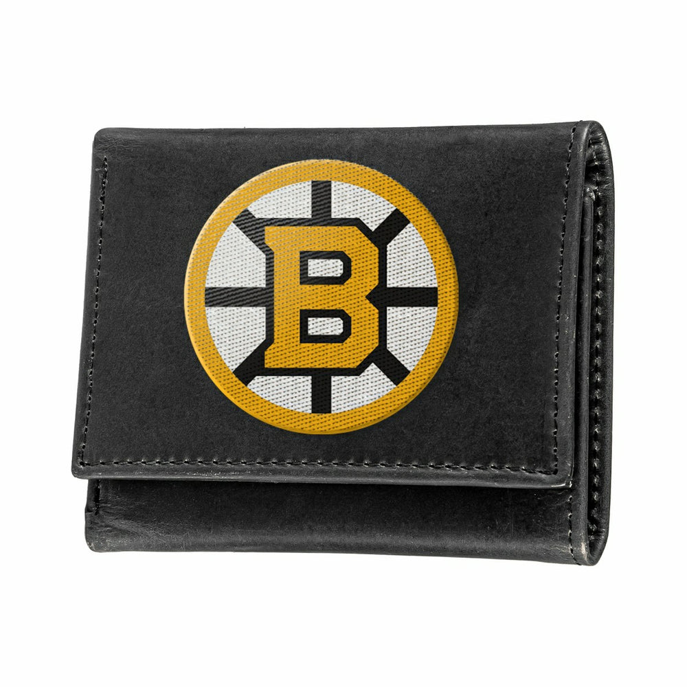Boston Bruins Black Tri-Fold Embroidered Wallet w/ RFID Blocking - NHL Home