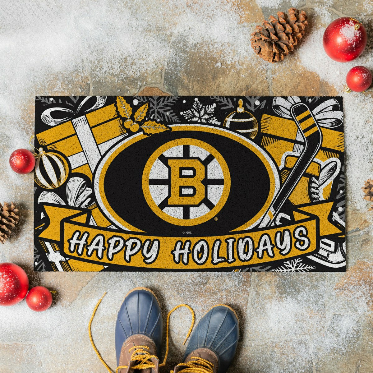 Boston Bruins Holiday PVC Mat, 28"x16" - NHL