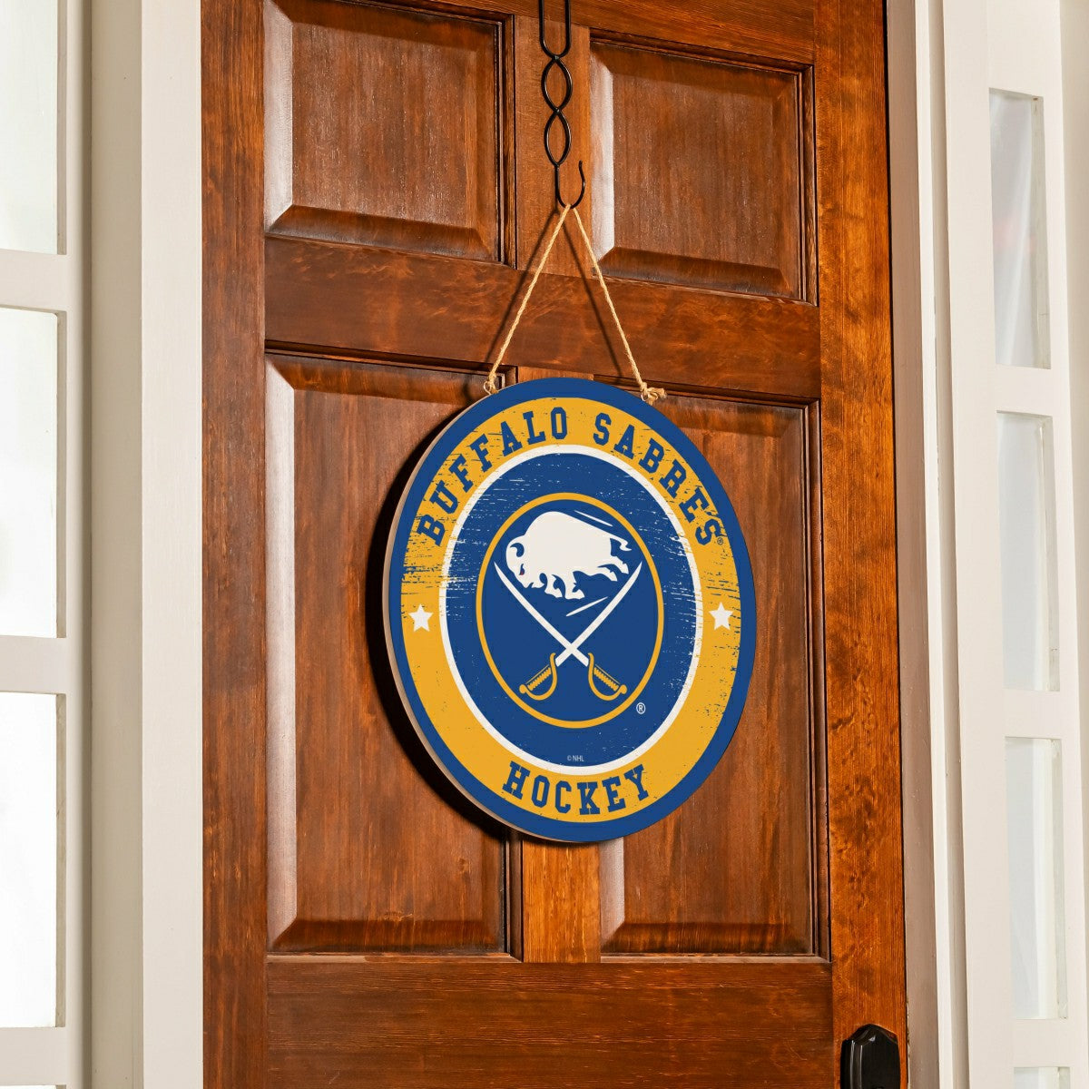 Buffalo Sabres Round Door Décor with Hanging Rope, 18x18 - NHL Home