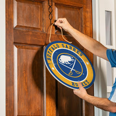 Buffalo Sabres Round Door Décor with Hanging Rope, 18x18 - NHL Home