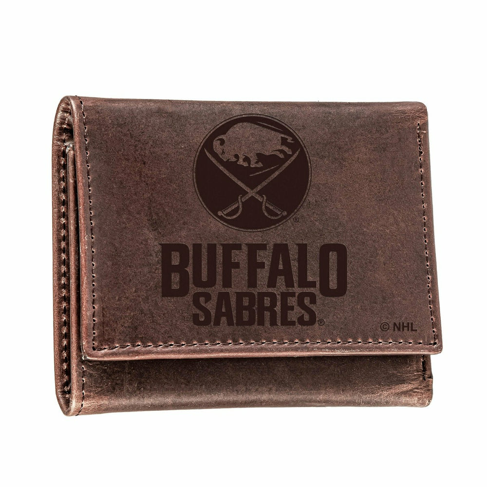Buffalo Sabres, Tri-Fold Wallet, Brown, CH, 100% Genuine Leather - NHL Home