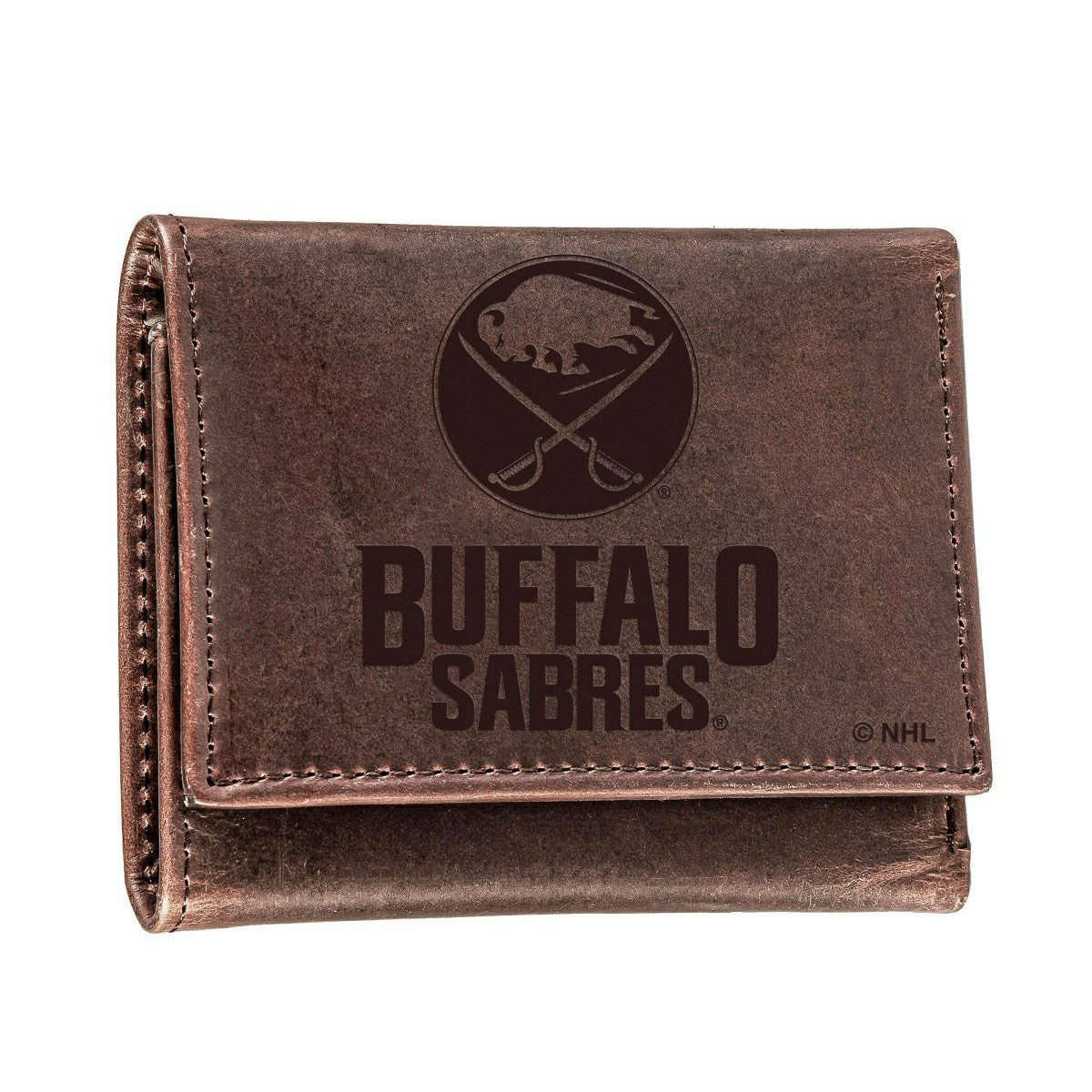 Buffalo Sabres, Tri-Fold Wallet, Brown, CH, 100% Genuine Leather - NHL Home