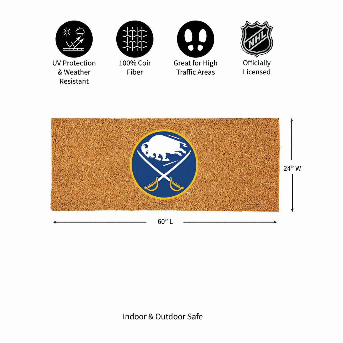 Buffalo Sabres Extra Large Full Color Coir Mat, 60"x24" - NHL