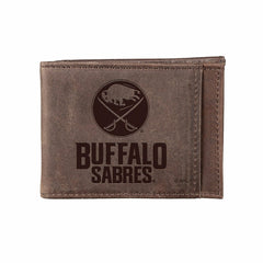 Front Pocket Wallet w/ RFID Blocking, Buffalo Sabres, Brown - NHL Home