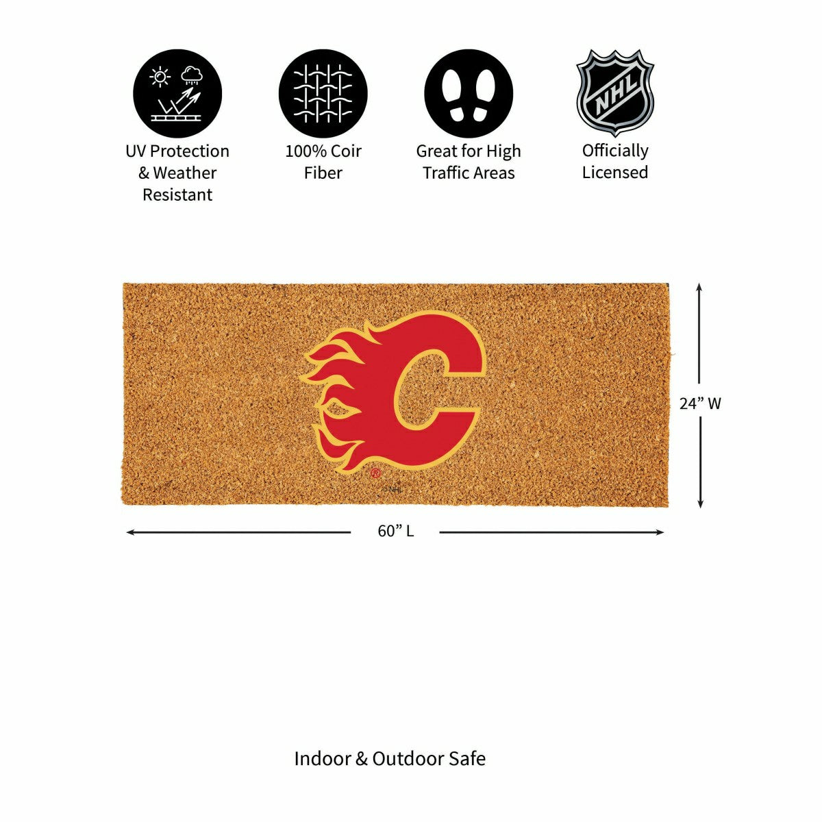 Calgary Flames Extra Large Full Color Coir Mat, 60"x24" - NHL