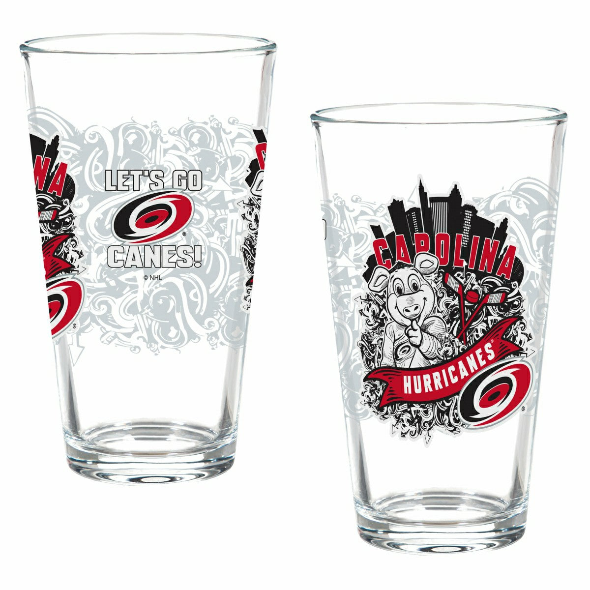 Carolina Hurricanes 16oz Glass pint, Set of 2 - NHL Home