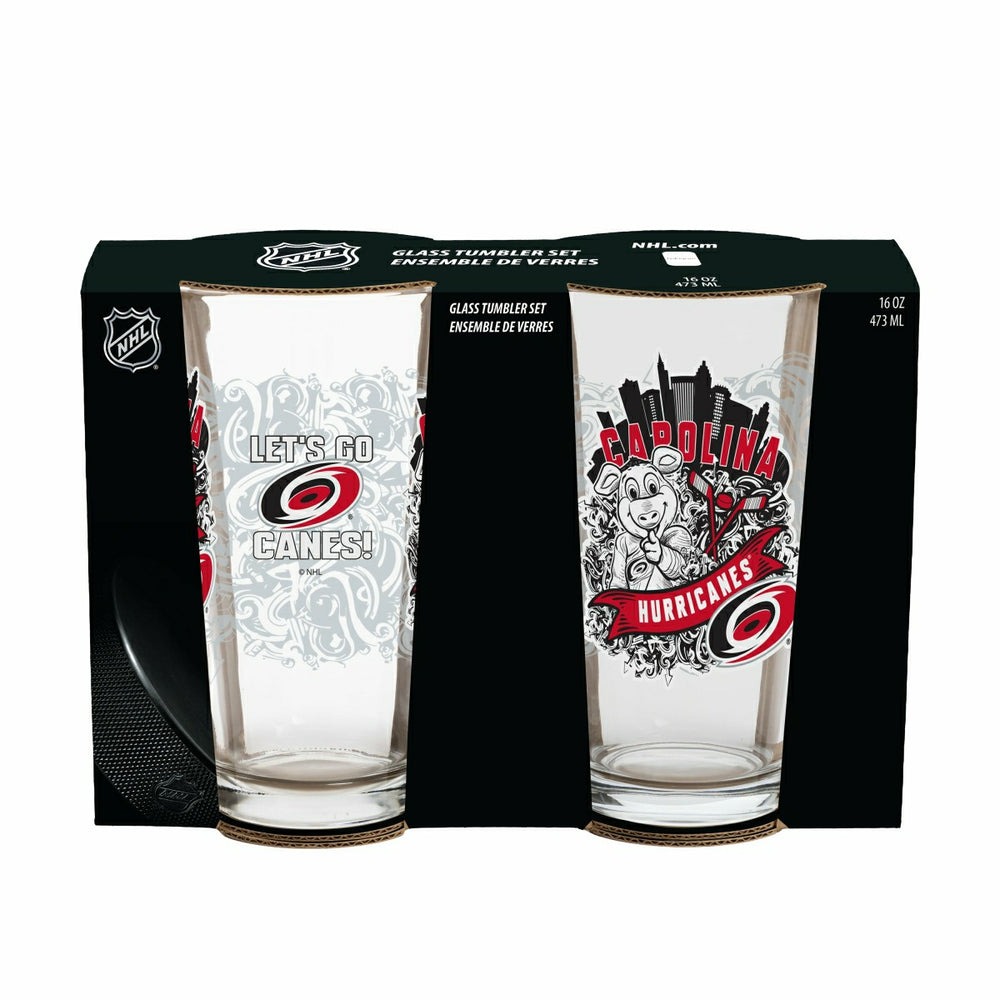 Carolina Hurricanes 16oz Glass pint, Set of 2 - NHL Home