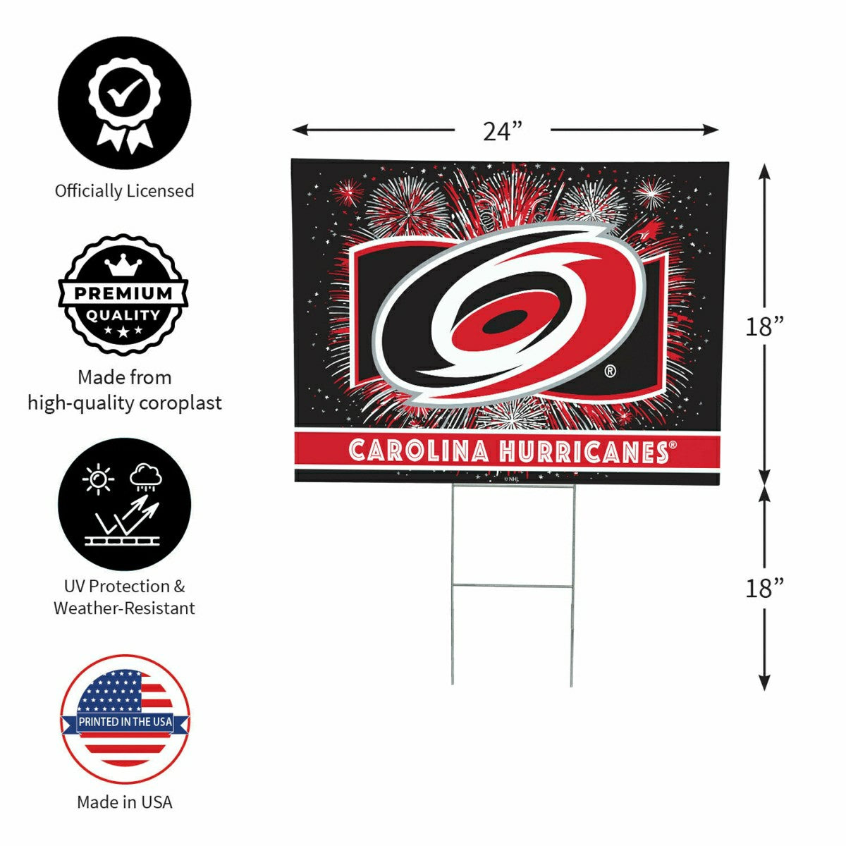 Carolina Hurricanes Yard Sign, Patriotic - NHL Home