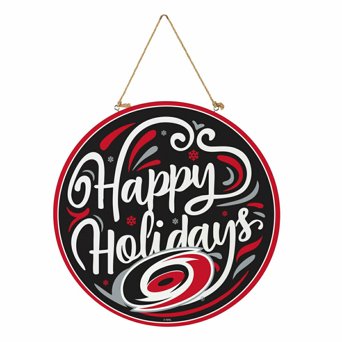 Carolina Hurricanes Holiday Round Door Décor with Hanging Rope, 18x18 - NHL Home