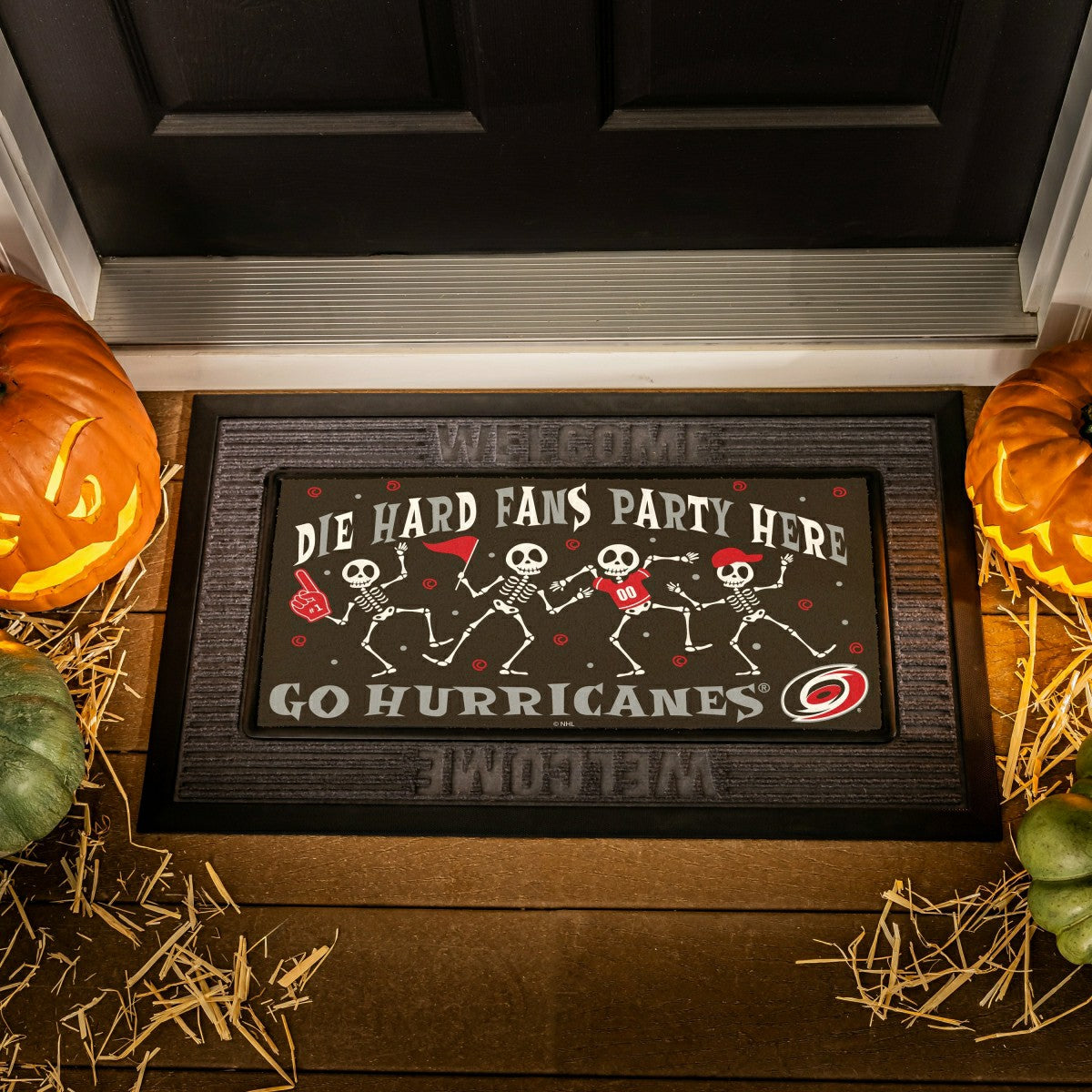 Carolina Hurricanes Flocked Coir Halloween Sassafras Switch Mat, 22"x1 - NHL