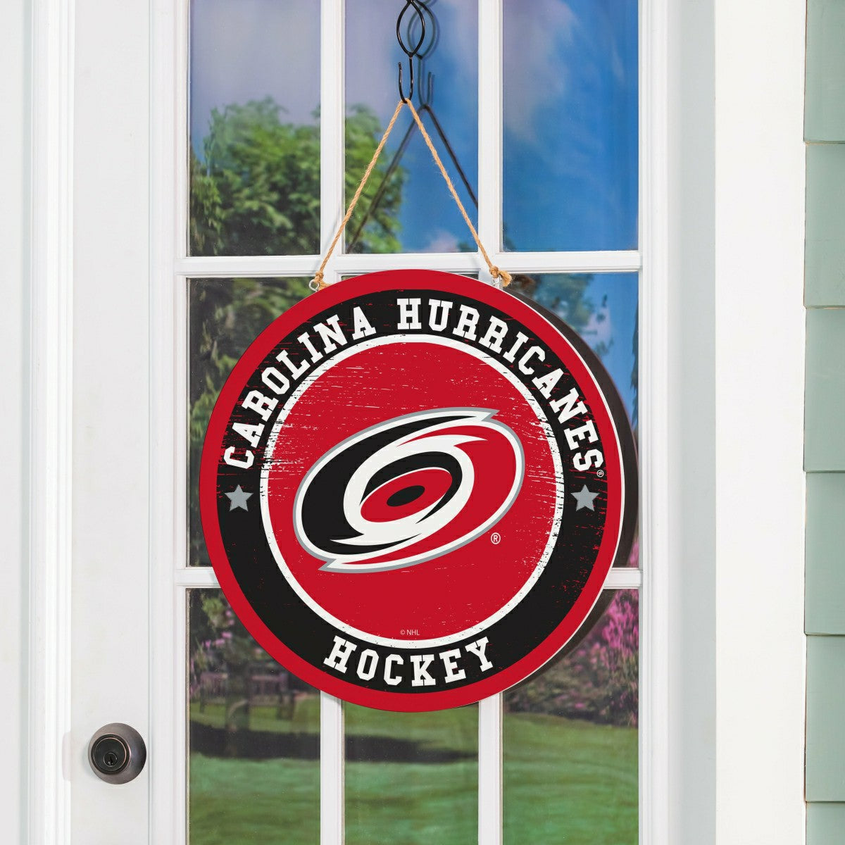 Carolina Hurricanes Round Door Décor with Hanging Rope, 18x18 - NHL Home