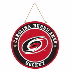 Carolina Hurricanes Round Door Décor with Hanging Rope, 18x18 - NHL Home