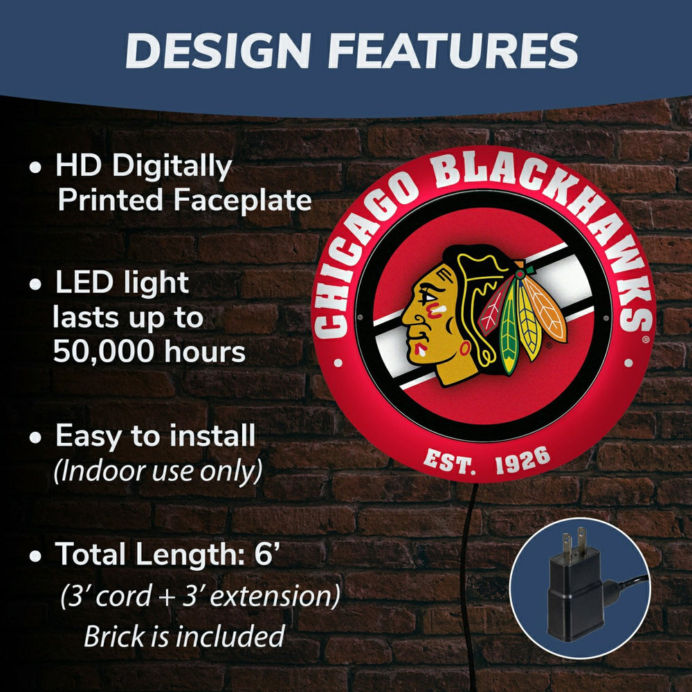 Chicago Blackhawks, Metal Lite, Round - NHL