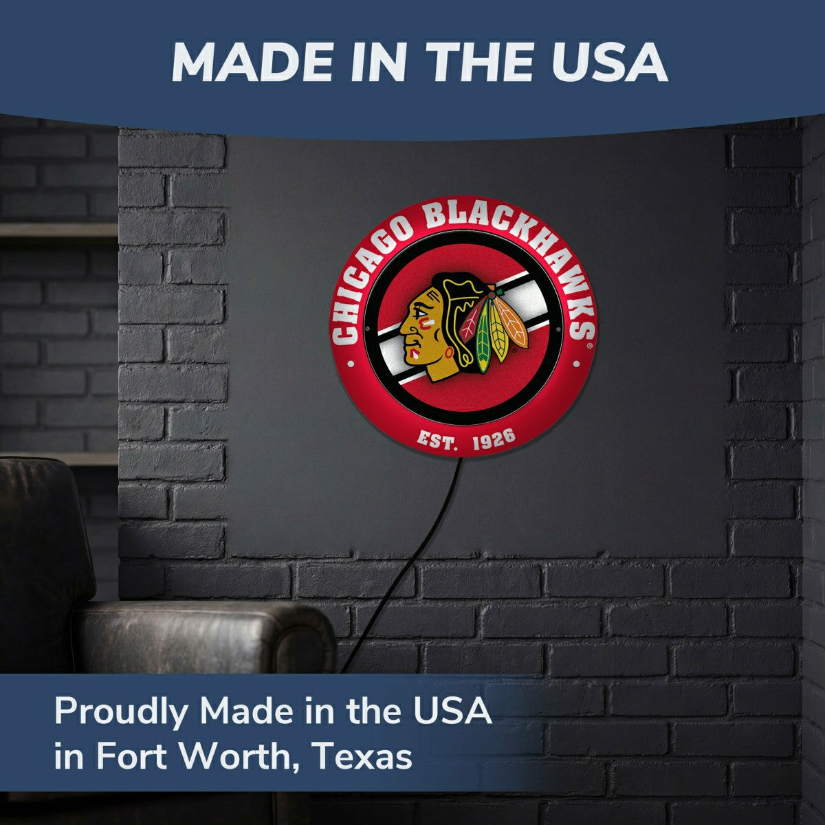 Chicago Blackhawks, Metal Lite, Round - NHL