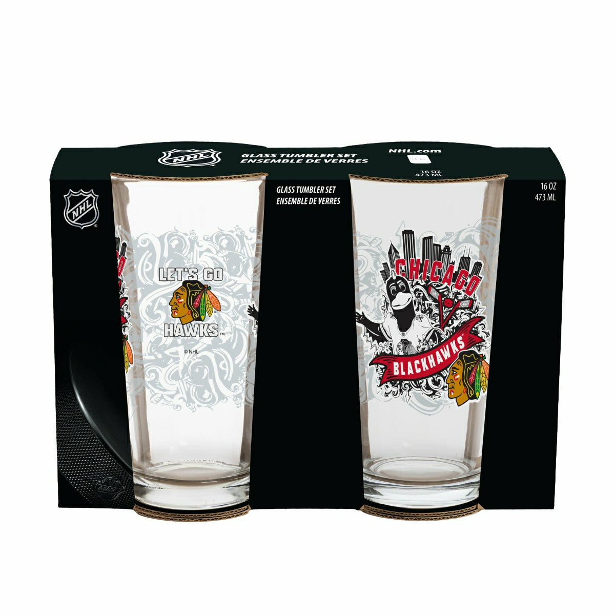 Chicago Blackhawks 16oz Glass pint, Set of 2 - NHL Home