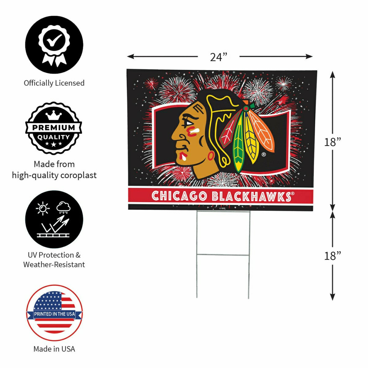 Chicago Blackhawks Yard Sign, Patriotic - NHL Home