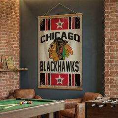 Chicago Blackhawks, Canvas Wall Tapestry, Large, 54x36 - NHL Home