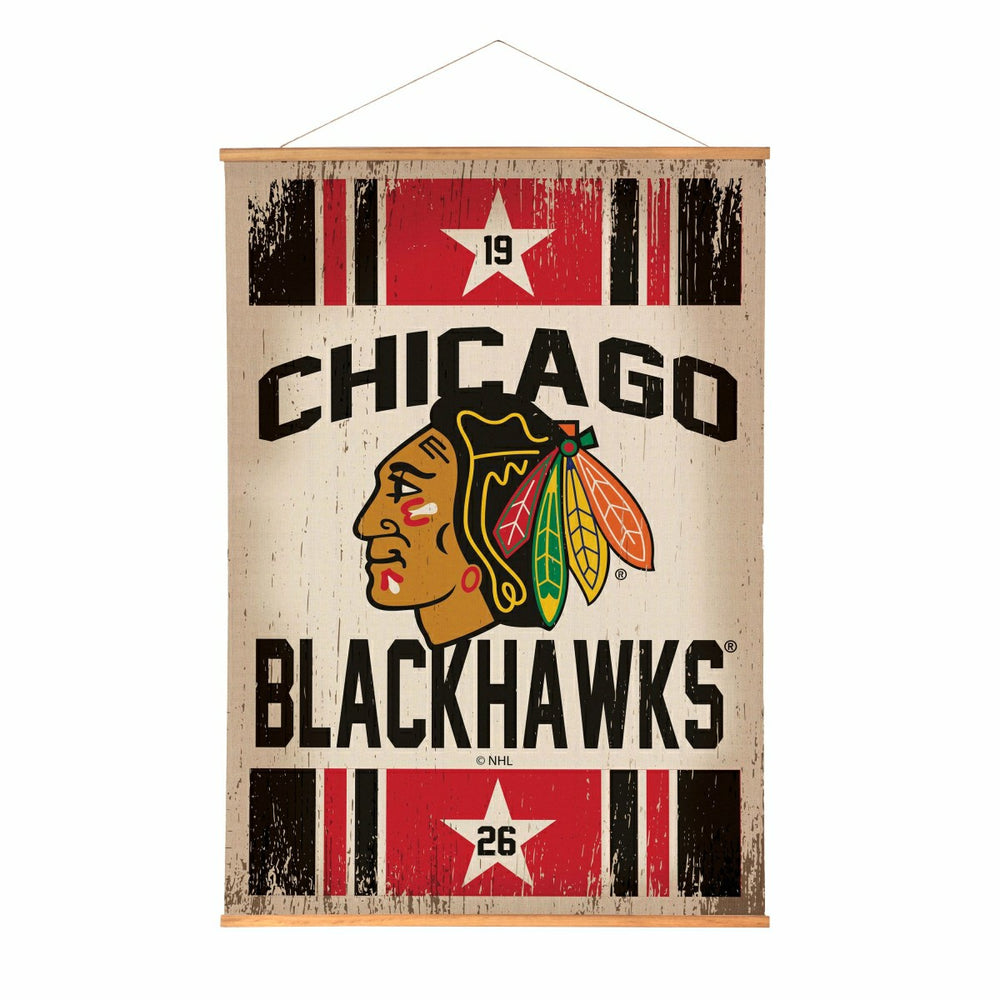 Chicago Blackhawks, Canvas Wall Tapestry, Large, 54x36 - NHL Home
