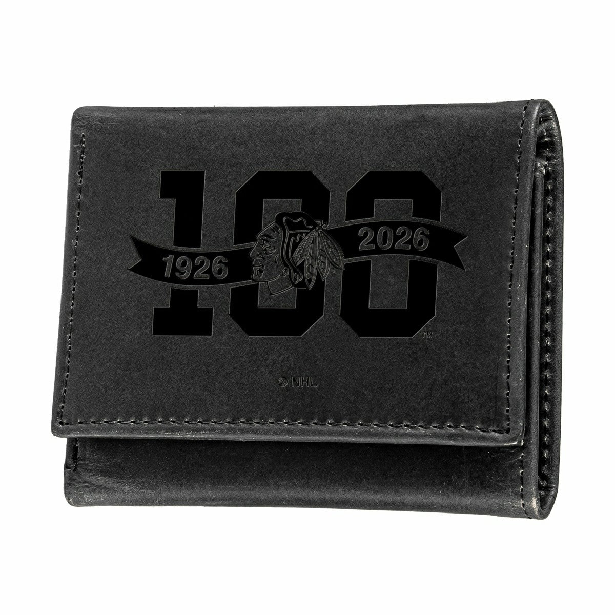 Chicago Blackhawks, 100 Anniversary Wallet, Tri-fold, Black - NHL Home
