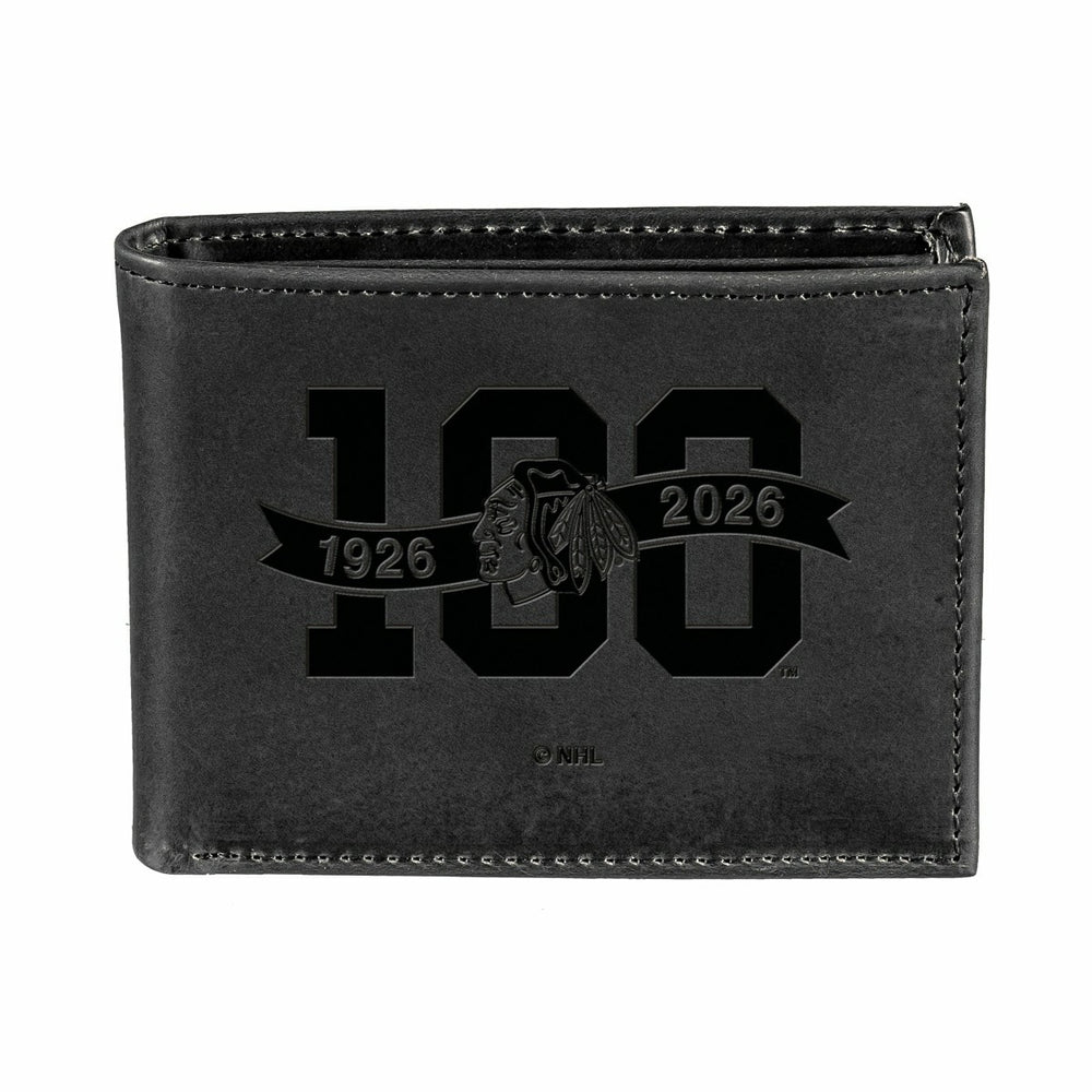 Chicago Blackhawks, 100 Anniversary Wallet, Bi-fold, Black - NHL Home