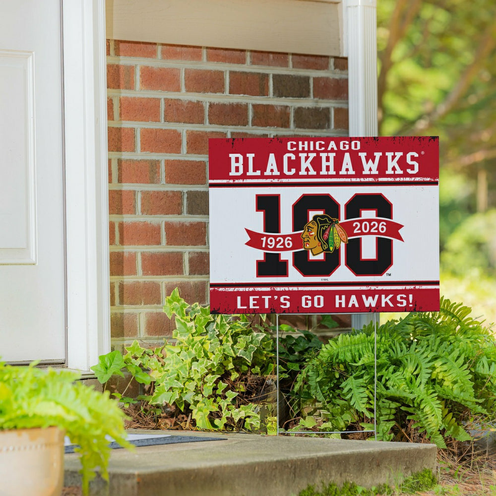 Chicago Blackhawks, 100 Anniversary Cororplast Yard Sign - NHL Home